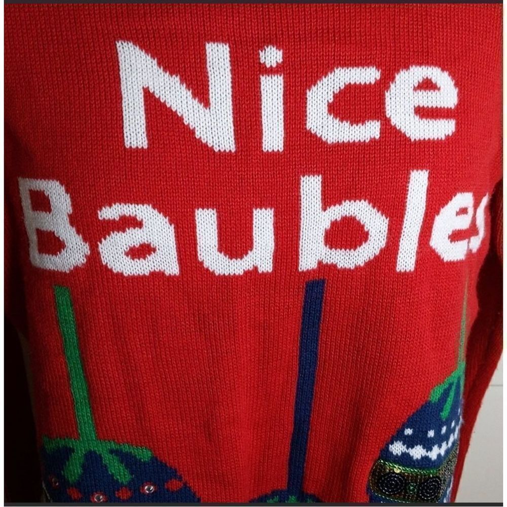 Vintage Y2K Nice Baubles Ugly Christmas Sweater - Picture 2 of 6
